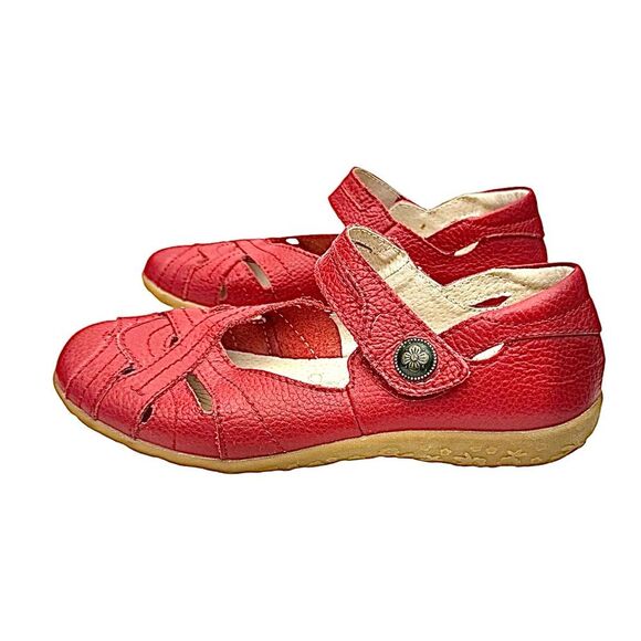 Spring Step Hearts Loafers Shoes Womens Size 8.5 US 39 EU Red Leather Casual - Picture 9 of 9